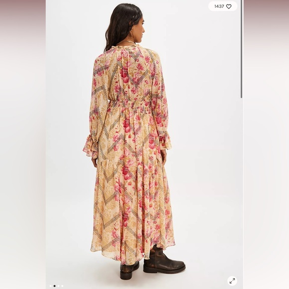 Free People Lena Printed Ethereal Billowy Ruffles Midi Dress - Picture 2 of 7